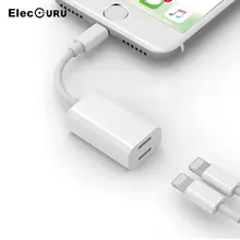 Dual Lightning Aux Adapter Splitter for iPhone X 8 8 Plus 7 7 Plus 6 Headphone Audio Sync Data Charging Adapter for Apple Phone