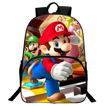 

ANNIU New Children's 3D Cartoon Pring Backpack Cool Super Mario School Backpack for Kids Mario Bros boys Shoulder Bags mochila
