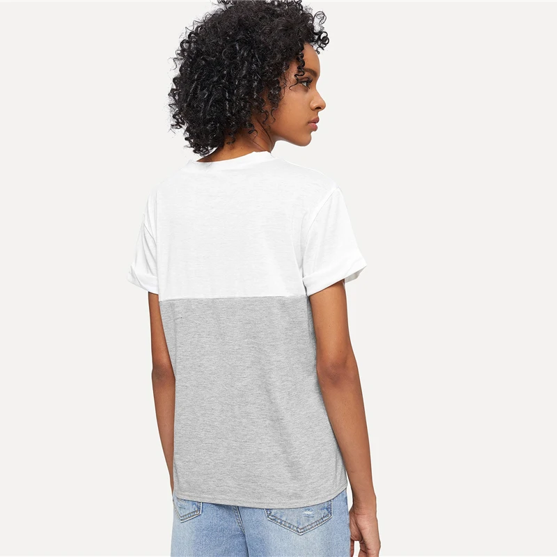 SweatyRocks полосатая футболка с лентами и цветными блоками, уличная мода, эластичная футболка, лето, повседневные женские топы