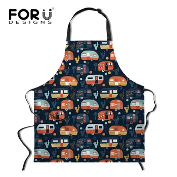 

FORUDESIGNS Camper Caravan Pattern Cooking Apron for Chefs Butcher Long Women Women Sleeveless Cooking Craft Baking Apron