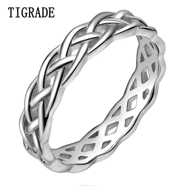 Tigrade 4mm 925 Sterling Silver Celtic Knot Eternity Ring Women Tigrade 4mm 925 Sterling Silver Celtic Knot Eternity Ring Women Wedding Band High Polish Clic Stackable