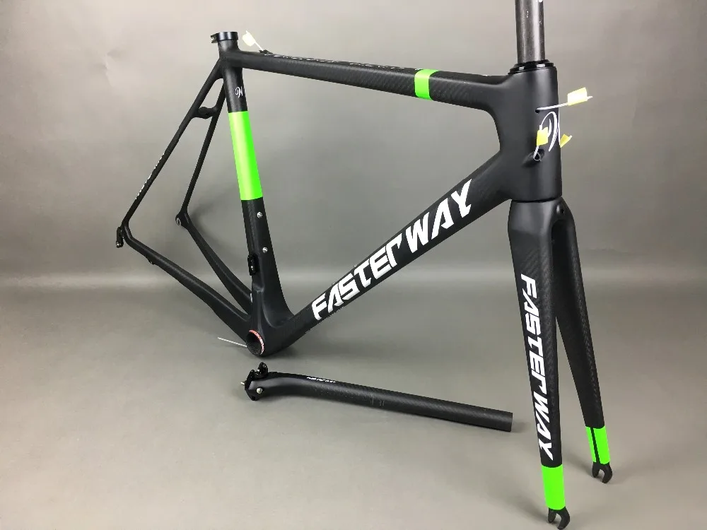 Clearance classic design FASTERWAY PRO full black with no logo carbon road bike frameset:carbon Frame+Seatpost+Fork+Clamp+Headset,free ems 34