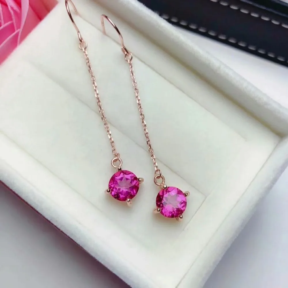 Серьги капельки shilovem из серебра 925 пробы с натуральным топазом розовые женские