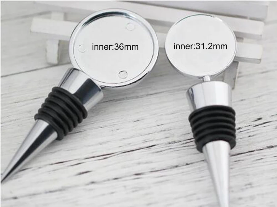

2pcs Blank Metal Wine Bottle Stopper Round Rhinestones Bar Wedding Tools 31.2/ 36mm For DIY Crystal Dome Cabochones Accessory