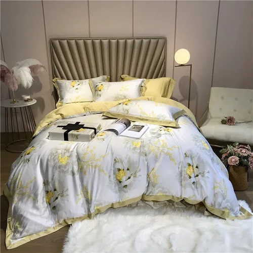 Ropa de cama Tencel Silk, 4 шт., набор постельного белья KING QUEEN, роскошный пододеяльник, простыня, постельное белье dekbedovertrek - Цвет: bedding set 5