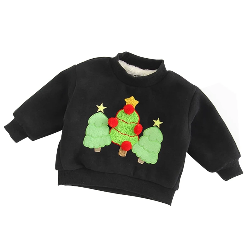 Рождественские детские толстовки; плотное худи из флиса с рисунком оленя для девочек; Детские плотные толстовки; Детский свитер с рисунком; От 2 до 8 лет