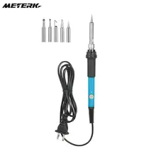 60 Вт Электрический паяльник с регулируемой температурой+ 5 сменных паяльных наконечников, набор 220 В, штепсельная вилка европейского стандарта