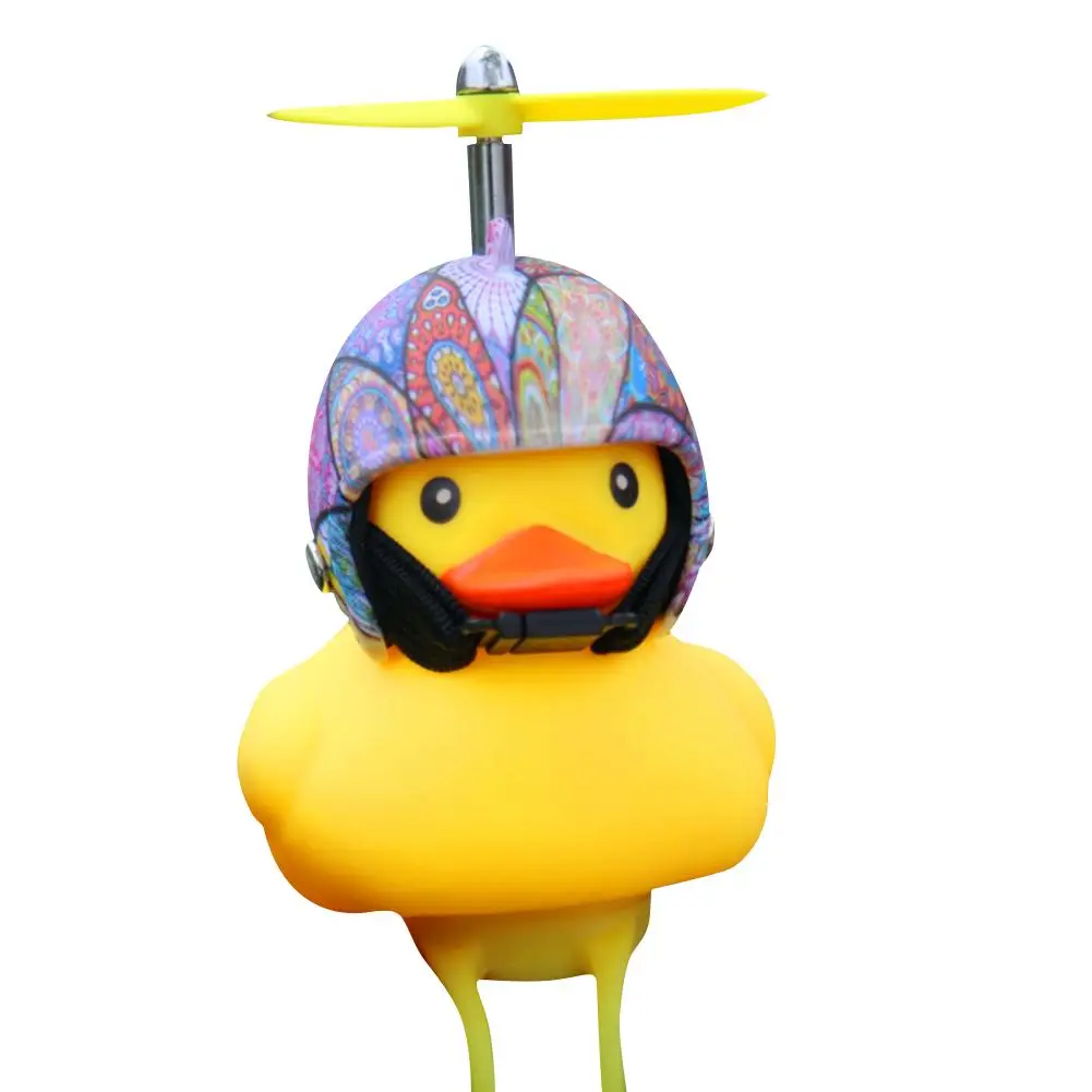 Bicycle Lights Bell Lovely Cute Duck Squeeze Helmet Propeller Handlebar Bell Light Horn Lamp for Toddler Children Adults