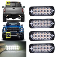 White 12LED Flashing Recovery Strobe Car Emergency Light Grill Breakdown Beacon Warning Hazard 12V