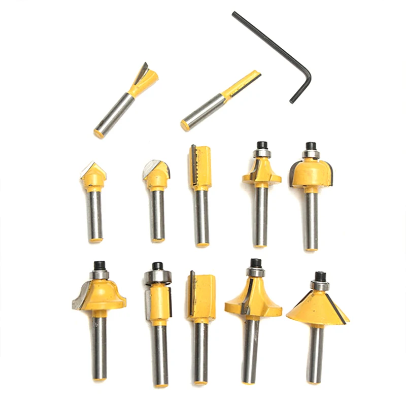 

12 Pcs 1/4 Inch Professional Shank Tungsten Carbide Router Bit Set with Wood Case SLC88