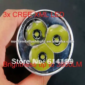 

52x53mm 3xCREE XML T6 3800LM 7.4V-8.4V 5-Mode LED Drop-in for LED Flashlight