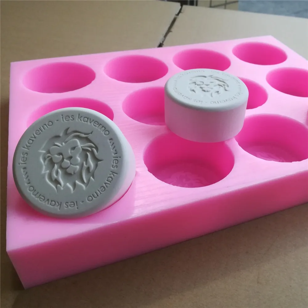 Customized 12 Cavities Silicone Soap Mold with Brand Logo Custom Silicone  Tray Mold for Round Soap Making