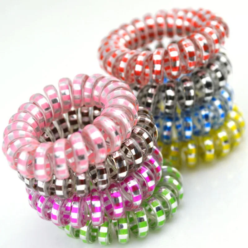 

Lots 10Pcs Women Girls Hair Bands Rubber Telephone Wire Hair Ties Plastic Rope Hair Accessories Mix Color