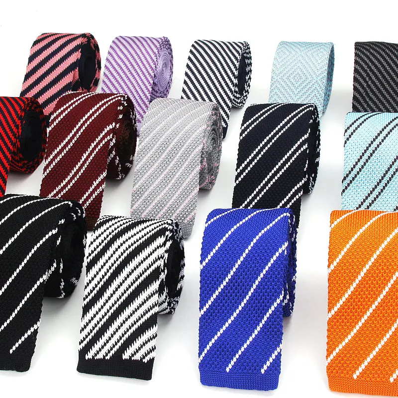 

Brand New Men's Suits Knit Tie Plain Necktie For Wedding Party Tuxedo Striped Woven Skinny Gravata Cravats Neck ties Accessories