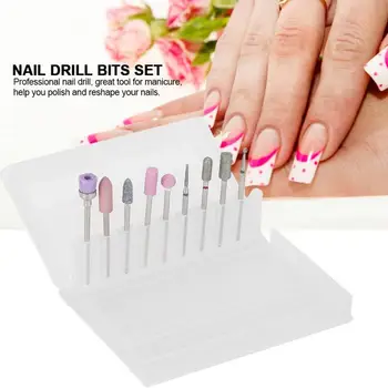 

9Pcs Emery Nail Drill Bits Set Polishing Grinding Head Manicure Tools Nail File Bit Manicure Pedicure Drills Machine Accessories