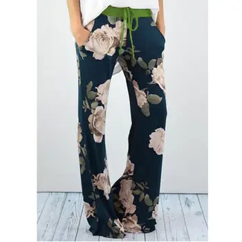 

Women Floral Print Palazzo Trouser Ladies Wide Leg Flared Loose Pants Legging