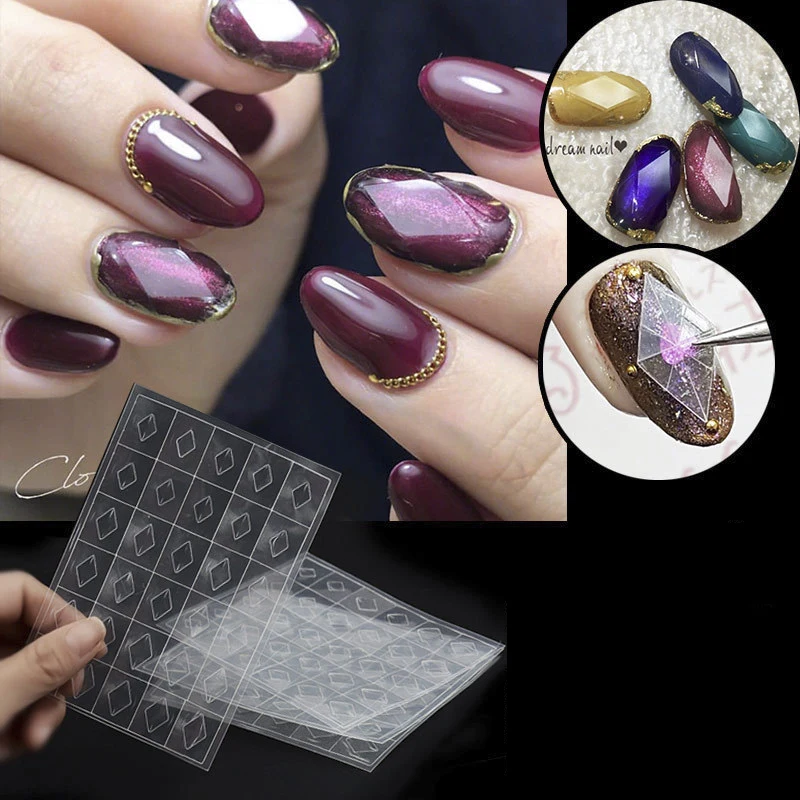

1 Sheet Nail Gem Stone Stencil Guides Mold Trans 3d Hollow Stickers Diamonds Plastic Sequins UV Gel Polish Manicure Tools New