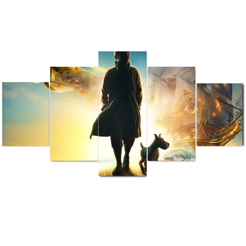 

The Adventures of Tintin Movie Poster Silk Fabric Cloth Print Wall Sticker Wall Decor Custom Print