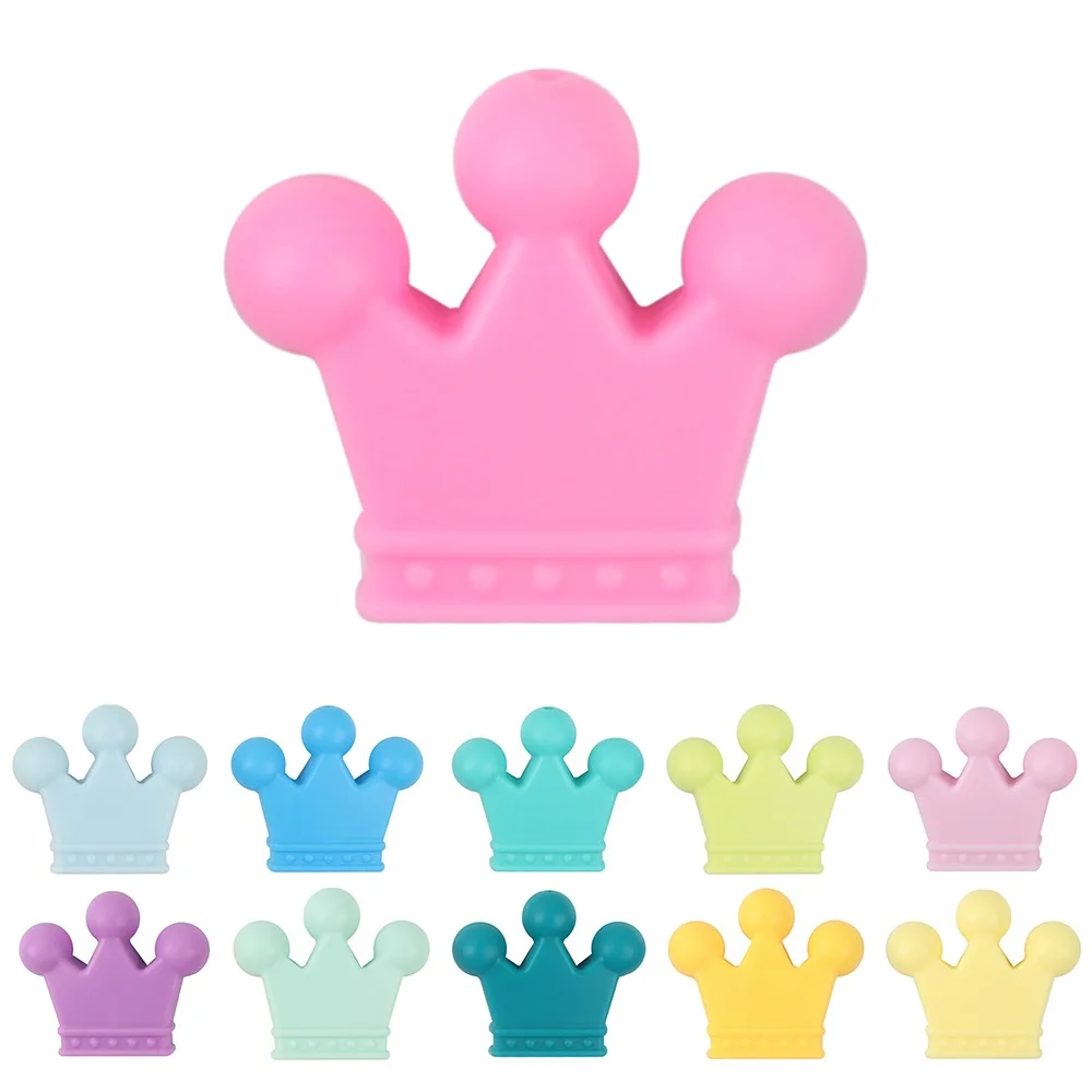 

TYRY.HU 200Pcs/lot Crown Silicone Beads Jewelry Makings Silicon Teethers Necklace Baby Teething Beads For Nurse Jewelry