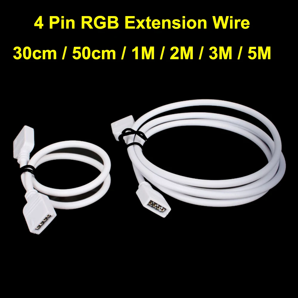 

Tanbaby 4 pin RGB led connector Extension wire 30cm 50cm 1m 2m 3m 5m cable with 4pin for 3528 5050 RGB Led Strip light