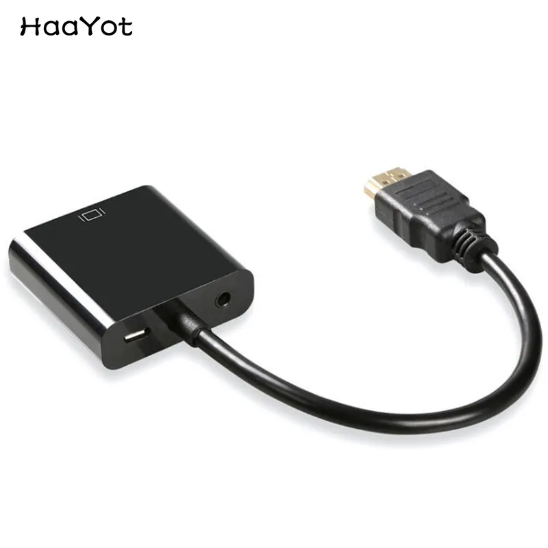 HAAYOT 1080P High Quality Digital to Analog Video Audio HDMI VGA Adapter Male To Famale Converter for PC TV PS4 Laptop Tablet |