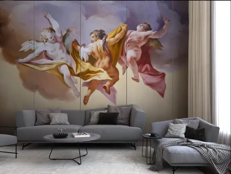 

3D Photo Wallpaper European hand-painted angel 3d Background Wallpaper