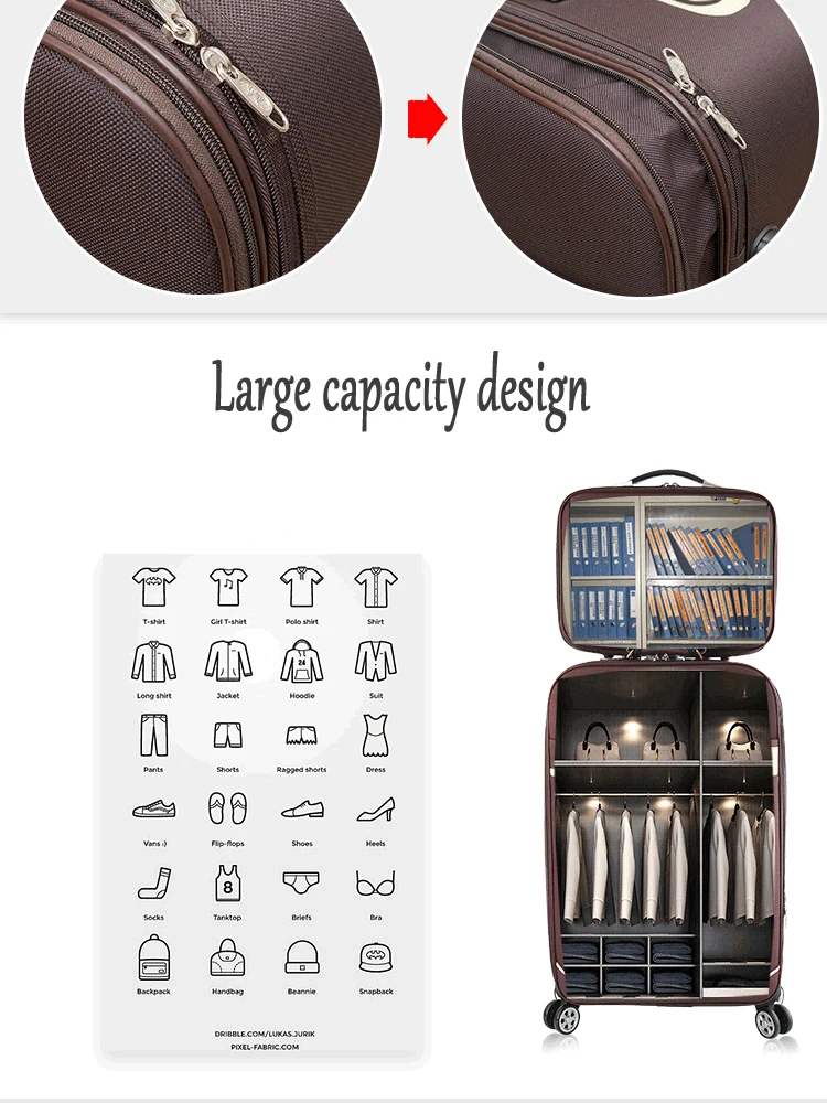 20"24" Inch Women&man Travel Luggage set Trolley suitcase Brand Boarding Case Rolling luggage bag On Wheels With Cosmetic bag