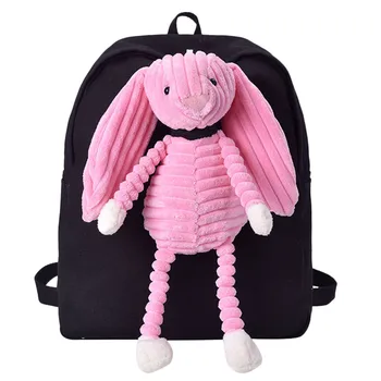 

female backpack Cartoon Doll Bag Student Campus Plush Backpack Cute rabbit dog duck Canvas Bag schoolbag mochila feminina