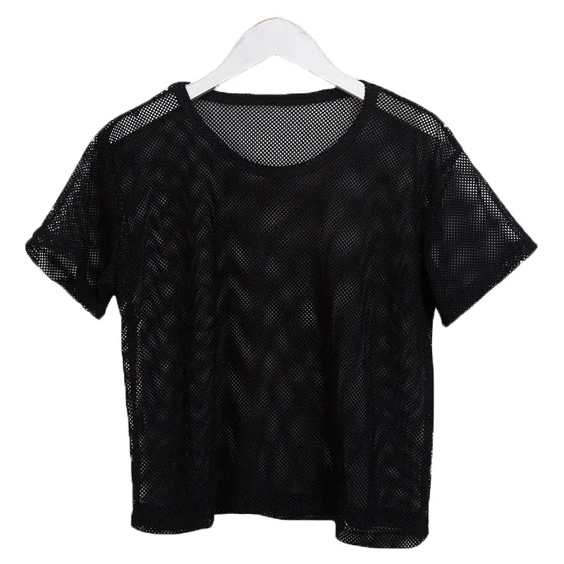 Newly Black White Quick Dry Mesh Yoga Tops Short Sleeve Mesh Hollow Out Yoga T-shirt Quick Drying Jogging Sports Tops