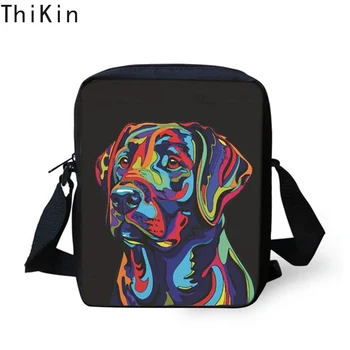 

THINK Cute Painting Labrador Messenger Bag Mini Women Chihuahua Cross-body Bags Kids Boys Girls Handbags Light School Bookbag