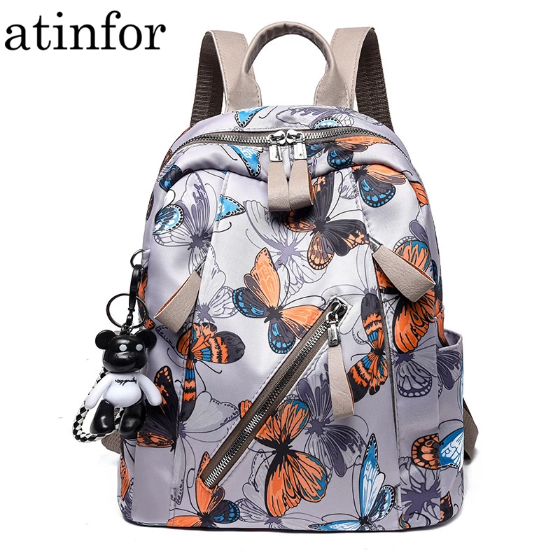

atinfor Brand Waterproof Anti Theft Women Butterfly Print Small Backpack Lady Travel Bookbag