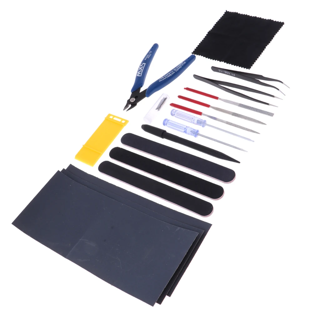 17Pcs/set Military Model Making Tools Kit Graver Pliers Tweezers Polished Assembly Tool Professional Set for Gundam