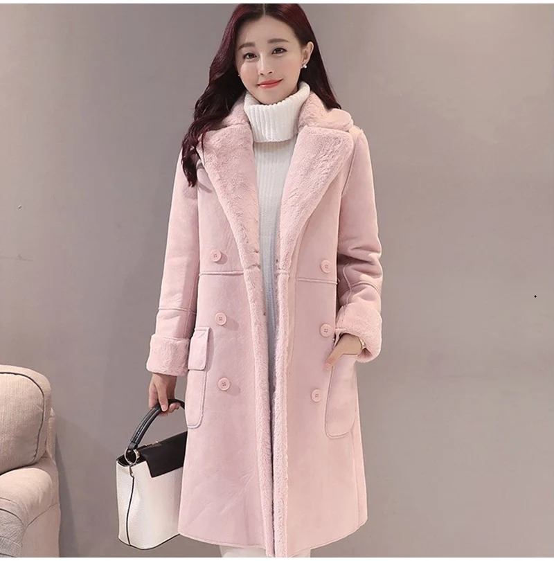 Women Fuax Fur Big Collar Outcoat Trench Coat Warm Winter Thick Parka Jacket