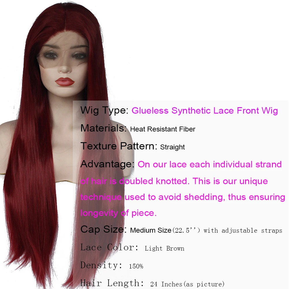 V'NICE натуральные шелковистые длинные прямые винно-красные парики бордового цвета термостойкие волокна синтетические парики на кружеве для черных женщин