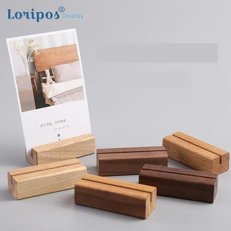 

Wood Card Holder Wedding Postcard Organizer Wooden Creative Desk Sign Price Tag Display Memo Note Clip Picture Photo Clip Stand