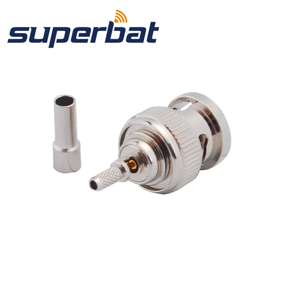 Superbat 10pcs RP-BNC Crimp Male(Female Pin) Connector for Cable RG316 RG179 RG178 1.13mm 1.37mm