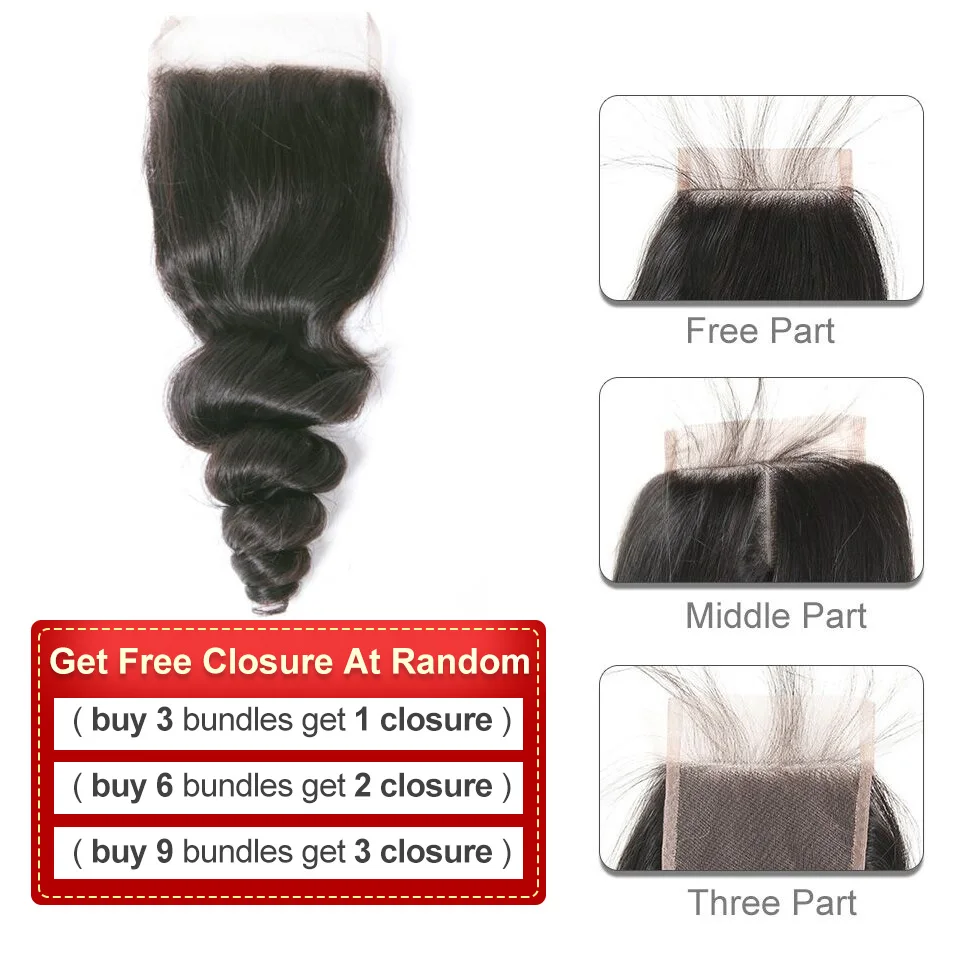 FREE CLOSURE Alimice Hair Brazilian Loose Wave 3 Bundles Deal Brazilian Hair Weave Bundles 100% Human Hair Weave Non Remy 8-28 (17)