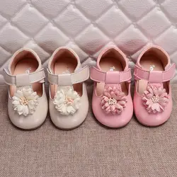 Весна обувь для девочек из искусственной кожи обувь вечеринок детей цветы Мэри Джейн обувь выдалбливают сандалии белый розовый MCH096