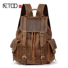 AETOO Crazy horse leather leather shoulder bag backpack retro backpack male bag first layer cowhide do old men backpack AETOO Crazy horse leather leather shoulder bag backpack retro backpack male bag first layer cowhide do old men backpack