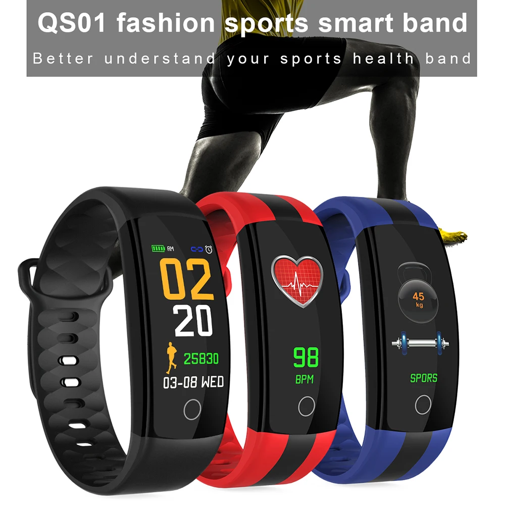 

QS01 Smart Bracelet Watch Fitness Monitor Blood Pressure Heart Rate Tracker Sport Smartwatch IP67 Waterproof Smart Wristband