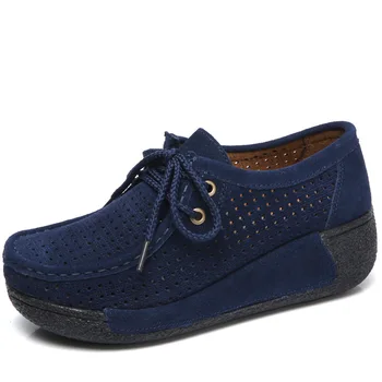 

Genuien Leather Women Flat Platform Shoes Spring Fall Hollow Ladies Loafers Lace Up Tassel Casual Boat Shoes Espadrilles Mocasin