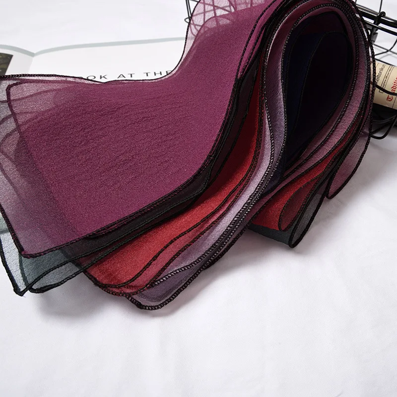 17*90cm Long Organza Choker Solid Color Chic Women Skinny Scarf Stylish Neck Scarfs Hair Scarfs Neck wear Wristband Head wear