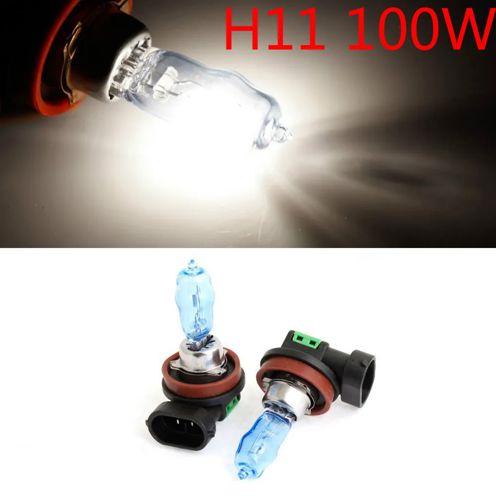 

SZKDCE 2Pcs HOD H11 12V 100W 6000K Super White Car Headlights Bulb Fog Light Bulbs Auto Halogen Head Lights Bulb HOD Xenon White