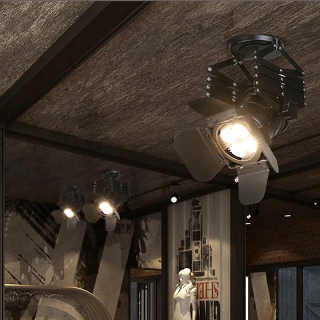 Ceiling Adjustable Ретро четырехлистный промышленный Лофт светодиодный светильник E27 Светодиодный светильник для магазина ing 4-50 Вт Светодиодный точечный светильник s с регулируемой крышкой черный - Испускаемый цвет: Ceiling Adjustable