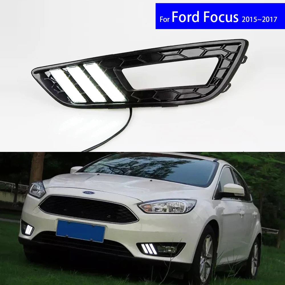 

LED Daytime Running Car Lights DRL Kit Auto Fog Lamps for Ford Focus Seden Hatchback 2015 2016 2017 Free Shipping