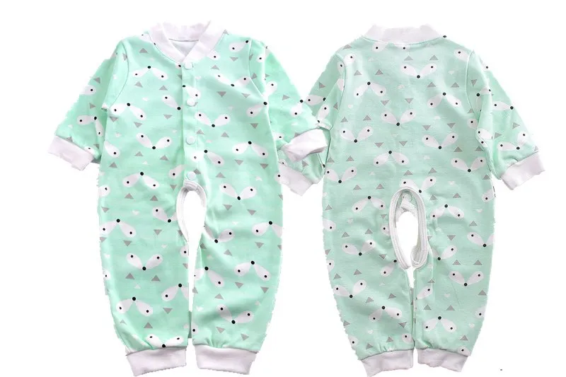 Детские распашонки новорожденных восхождение одежда комбинезон двухсторонний Вязаный Хлопок детские ползунки открытый файл с длинным