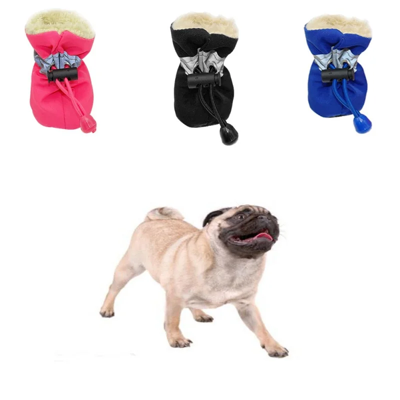 3 цвета, зимняя обувь для собак, мягкая, 6 размеров, кашемировая, теплая, противоскользящая, дождевая Обувь для собак