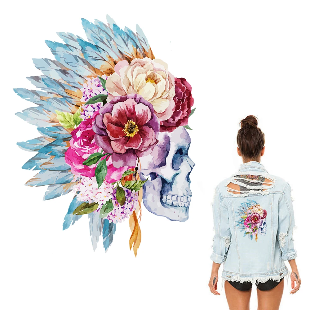 

Indian Skull Patch Iron-On Garment T-Shirt Diy Decoration A-Level Washable 2018 New Parches Ropa Applique on Clothes Best Gifts