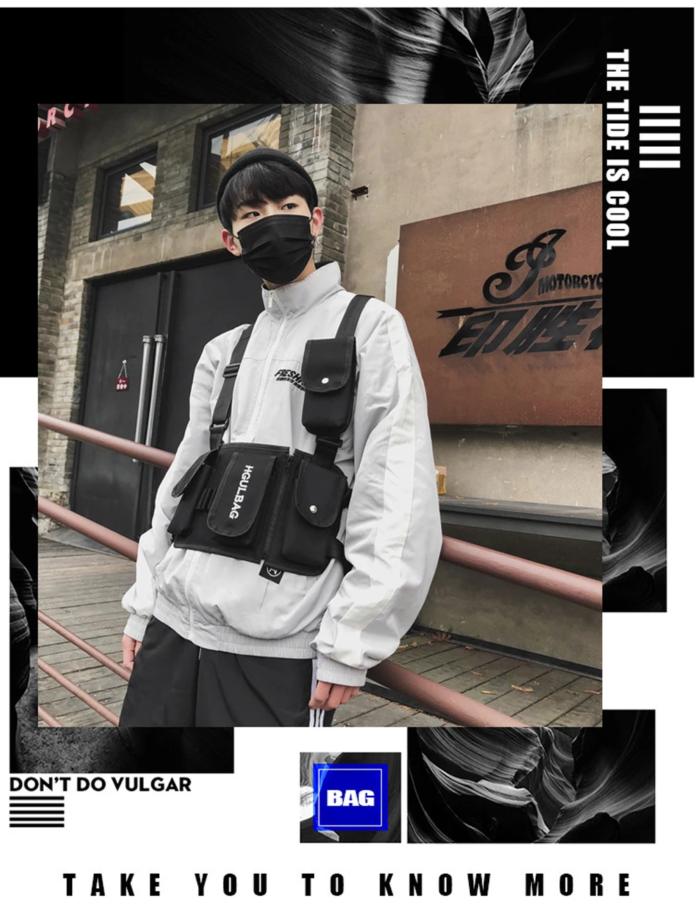 Модная Мужская поясная сумка ins Streetwear функциональная тактическая хип-хопплечная сумка через плечо Новые мужские холщовые сумки