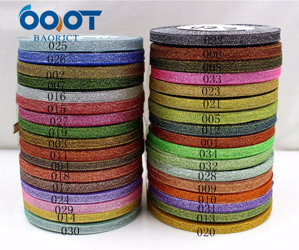 

OOOT BAORJCT 1710181,34 colors 6MM Glitter ribbon Christmas webbing for wedding craft bow gift decoration Wrapping riband DIY